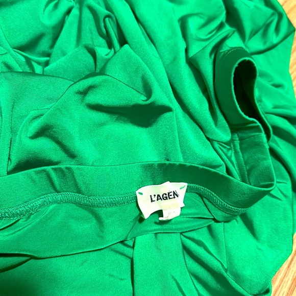 L'agence Sequoia Bodycon Dress Women's Green  Ruched Midi Half Sleeve spring - Picture 2 of 6